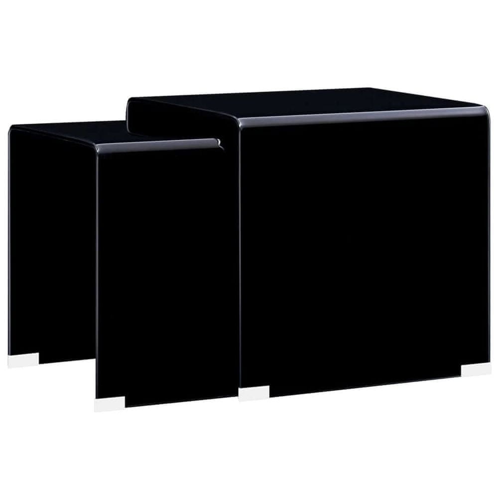 Petromila vidaXL Zasúvacie konferenčné stolíky 2 ks čierne 42x42x41,5 cm tvrdené sklo 